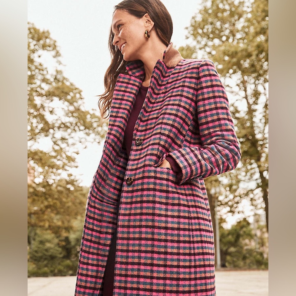 NWOT ANN TAYLOR Petite Checked Chesterfield Coat
